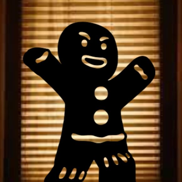 Running Christmas Reusable Gingerbread Man Window Cling Silhouette Decal 23.5h - Picture 2 of 3
